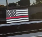American Flag Thin Red Line Car Firefighter Window Decal