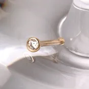 14Kt. Gold Stud Nose Ring with Press Fit CZ