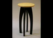 Ash Top &amp;amp; Ebonized Base Round Bow Leg Table
