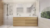 Angeles 84″ Freestanding Bathroom Vanity Set with Double Reinforced Acrylic Sinks