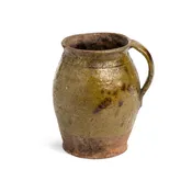 19th-Century Swedish Green Glazed Earthenware Sieve with Handle