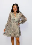 Animal Print Split Neckline Dress