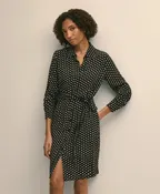 Belted Dot-Print Shirt Dress