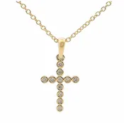 14k Bubble Bezel Set Diamond Cross Necklace