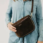 Sabrina Studded Suede Bum Bag : Chocolate