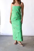 Alémais Wanda Embroidered Midi Dress in Green