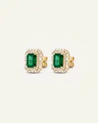 Aanika V. Emerald & Diamond Double Halo Studs