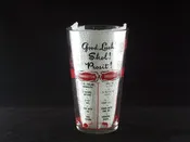 Vintage 1950s Federal Cocktail Mixer Glass with Recipes, "Good Luck"/"Skol"/"Prosit"