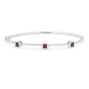 B1061 - 14K White Gold Ruby & Sapphire Bangle