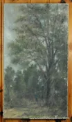 1916 James M. Dennis Original Pastel On Canvas Impressionist Woods Scene Signed
