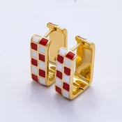 16K Gold Square Enamel Huggies