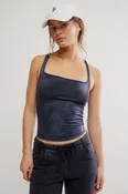 FREE PEOPLE GOOD KARMA LONG TANK WASHED BLACK