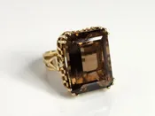 10KT Yellow Gold Smokey Topaz Cocktail Ring Size 8
