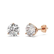 0.25ct. 3-Prong Martini Lab Diamond Stud Earrings 14kt Rose Gold (G-H, SI1)