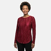 Absolute Angel Wine Crystal Pleat Satin Tunic L