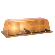 Compact Quad-Flash Mini Strobe Lightbar w/ 2 360° Heads and Double V-Mirror – 12-24V, 84FPM (Amb)