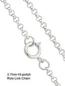 18" - 3.7mm ROLO Hi-Polished Sterling Silver Chain