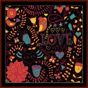 Abstract Floral Love pdf counted cross stitch pattern