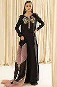 Black Silk Sequins Embroidered Straight Cut Trouser Suit