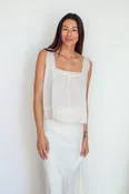 Applique Cami Oat Stripe + Lined Bias Skirt Oat Stripe