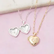 14K Gold Dipped Cz Heart Locket Necklace