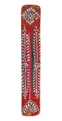 11″ Red Patterned Mango Wood Incense Ash Catcher