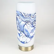 Alabaster Strata Pillar Lamp in Blue