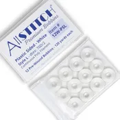 12 Bobbins - AllStitch Plastic Sided Machine Embroidery Bobbins Style L - White