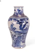 BLUE AND WHITE PEACOCK VASE