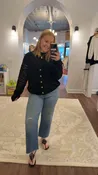 Button Front Black Crochet Top