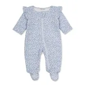 jacquard prt footie w/ zip - fall blooms blue
