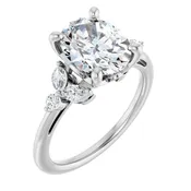 14K White Gold 10×8 mm Oval Engagement Ring with 2.5 ct Oval E VVS1 Lab Diamond – Size 4.5