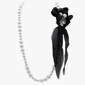 AM Studio Faux Pearl Necklace with Crystal and Pearl Rosette