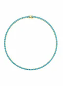 3mm Turquoise & 18K Gold Tennis Necklace