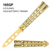 All Gold Butterfly Training Knife TI-Coated Stainless-Steel Blade & Handle SKU 105GP