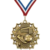 2.25" 10 Star Soccer Medal – Gold, Silver & Bronze with 30 Ribbon Options