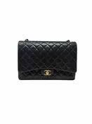 Chanel Black/Gold '14-'15 Lambskin 'Maxi' 91-94 Classic Double Flap Bag