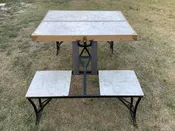 Vtg "Handy" Suitcase Folding Picnic Table  Chair  Milwaukee Stamping Co. camping