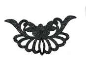 Designer Motif Flower Collar Neckpiece - Black Sequins - Black Beads 16”x 8”