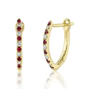 0.09ct Diamond & 0.14ct Ruby Hoop Earring