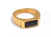 18k Gold Statement Ring Black Stone