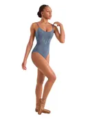 Adagio Floral Embroidered Camisole Leotard (Dusty Grey)