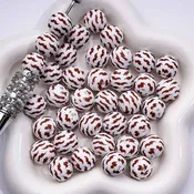 15MM Brown Silicone Beads with Cute Mustache & Beard Print, Style Z-00215