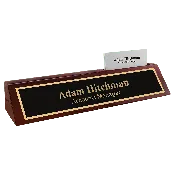 10 1/2" Rosewood Piano Finish Desk Wedge with Business Card Holder