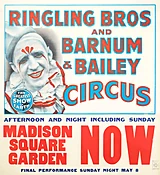 American Vintage Circus Poster for 'Ringling Bros. Barnum &amp;amp; Bailey' 1945