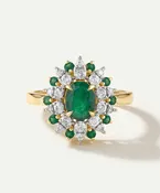 Aanika V. Emerald & Diamond Floral Cluster Halo Ring - 3.05 Ct. T.W.