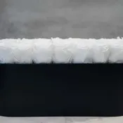 White Roses in Oval Black Container