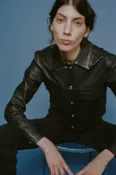 Roy Snap Front Leather Jacket Black