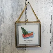 Red Canoe Merry Christmas Ornament Medium