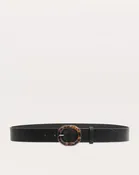 Audrey Tortoiseshell-Buckle Leather Belt